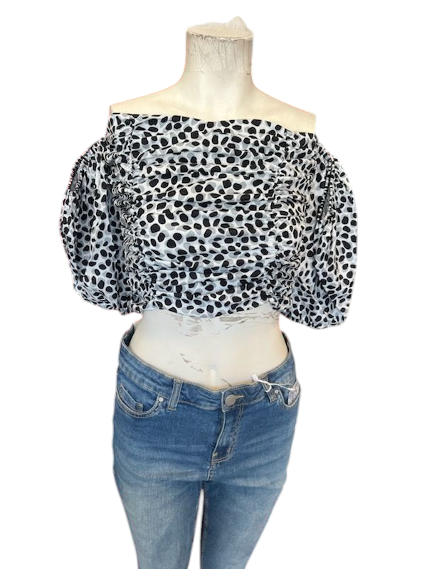 White leopard print strap less